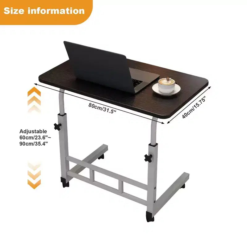 Mobile Computer Desk with Adjustable Height and Wheels