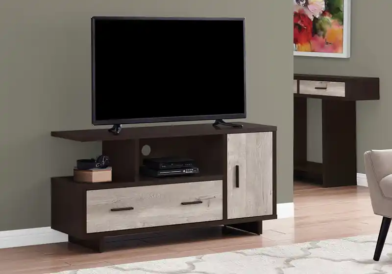 48 Modern TV Stand with Storage & Cable Management for TVs up to 55- Espresso and Grey Two