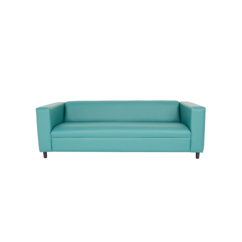 HomeRoots 84 Blue Faux Leather Sofa With Black Legs - 84