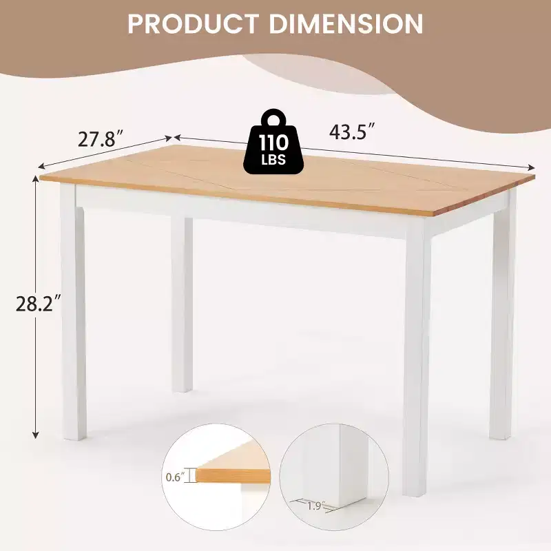 EROMMY Solid Pine Wood Dining Table