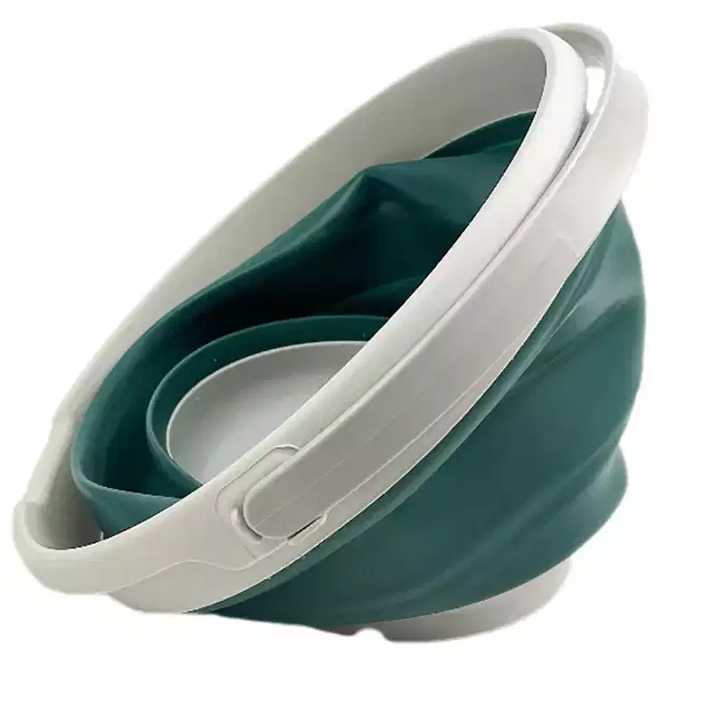 SAMMART Collapsible Plastic Bucket (Grey/Jade Crystal, 10L)