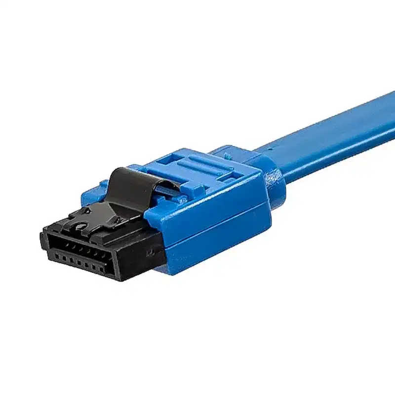 Monoprice DATA Cable - 1.5 Feet - Blue | SATA 6Gbps Cable with Locking Latch (90-degree to 180-degree)