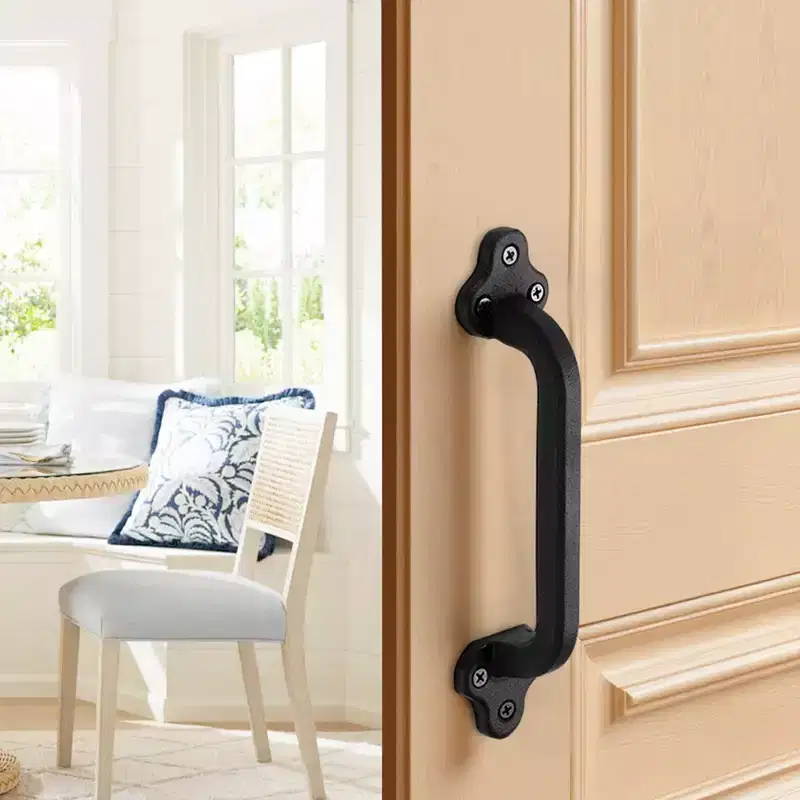 VEVOR Barn Door Handle, 9 in Rustic Fence Gate Handle, Rust-Resistant Coating, Heavy Duty Carbon Steel Outdoor Gate Handles,Black