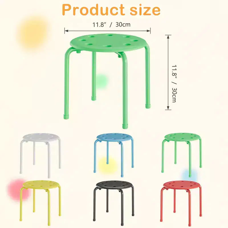 VECELO Stackable Stools for Classroom, 11.8 Height Plastic Portable Stacking Stool Chairs with Non-Slip Foot Mats for School, Set of 6/8