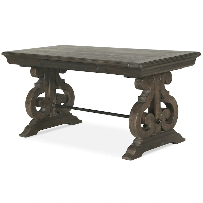 Writing Desk, Weathered Peppercorn Finish, Solid Wood Construction, Home Office Style
