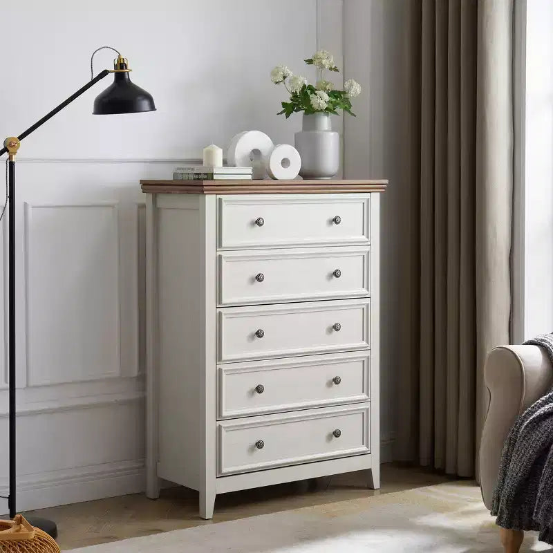 Modern 5 Drawers Dresser for Bedroom, Farmhouse 5 Chest of Drawers, Accent Dresser Organizers Storage Cabinet for Living Room, Hallway