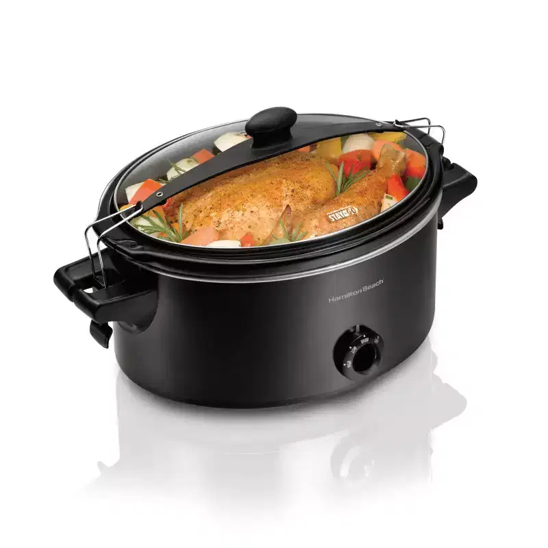 Hamilton Beach 6qt Stay or Go Slow Cooker 33261: 3 Settings, Locking Lid, 6 Quart Capacity, Black, Hand Wash, 265 Watts