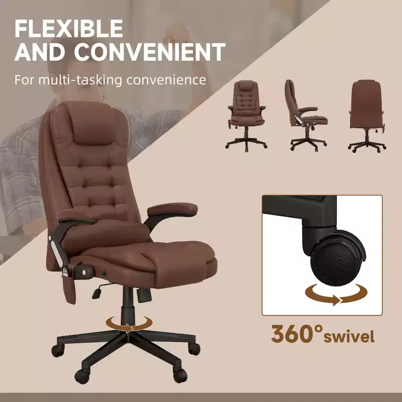 HOMCOM High-Back Massage Office Chair, Heated Reclining Computer Chair with Remote