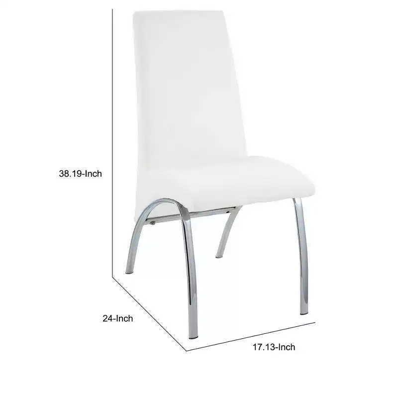 Royal Hampton Polyurethane Upholstered Metal Side Chair, Set of Two, White and Silver