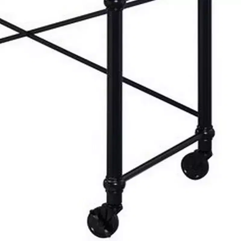 Royal Hampton Writing Desk with Casters and Nail Accents, Black
