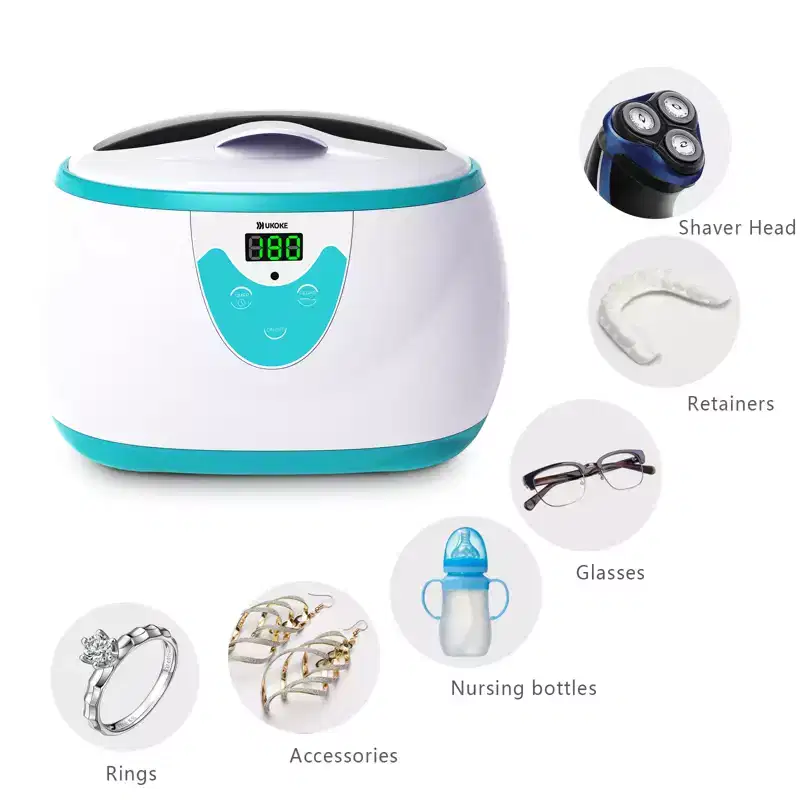 Ukoke Ultrasonic Jewelry & Retainer Cleaner  Professional Cleaner for Dentures, Braces & Rings with Timer  Great Christmas Gift
