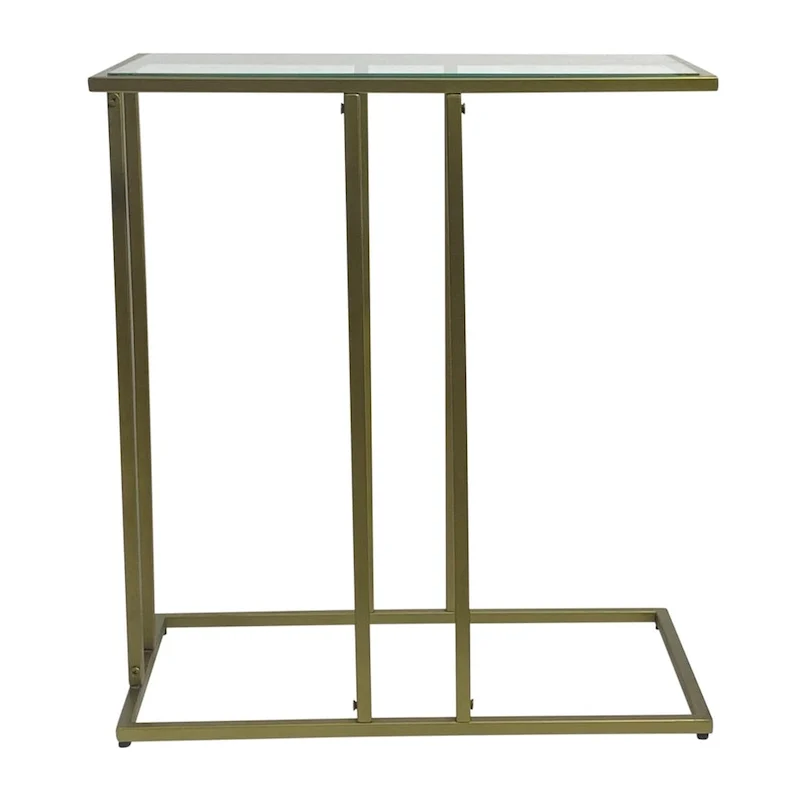 Serena End Table with Clear Glass - Antique Gold