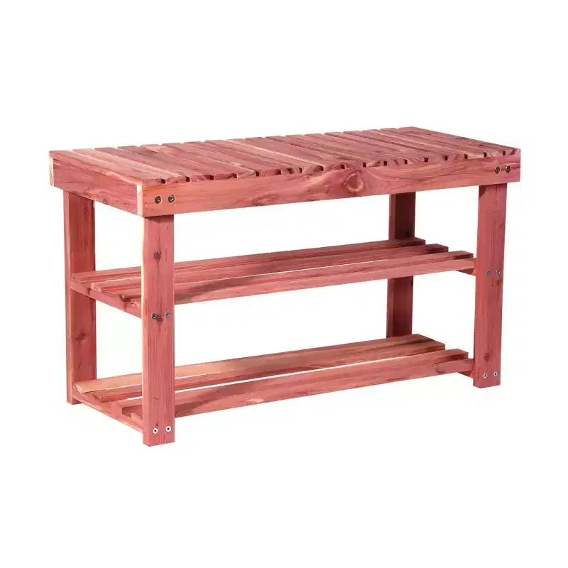 Household Essentials Cedar Fresh 2 Tier Shoe Rack and Seat Bench Brown
