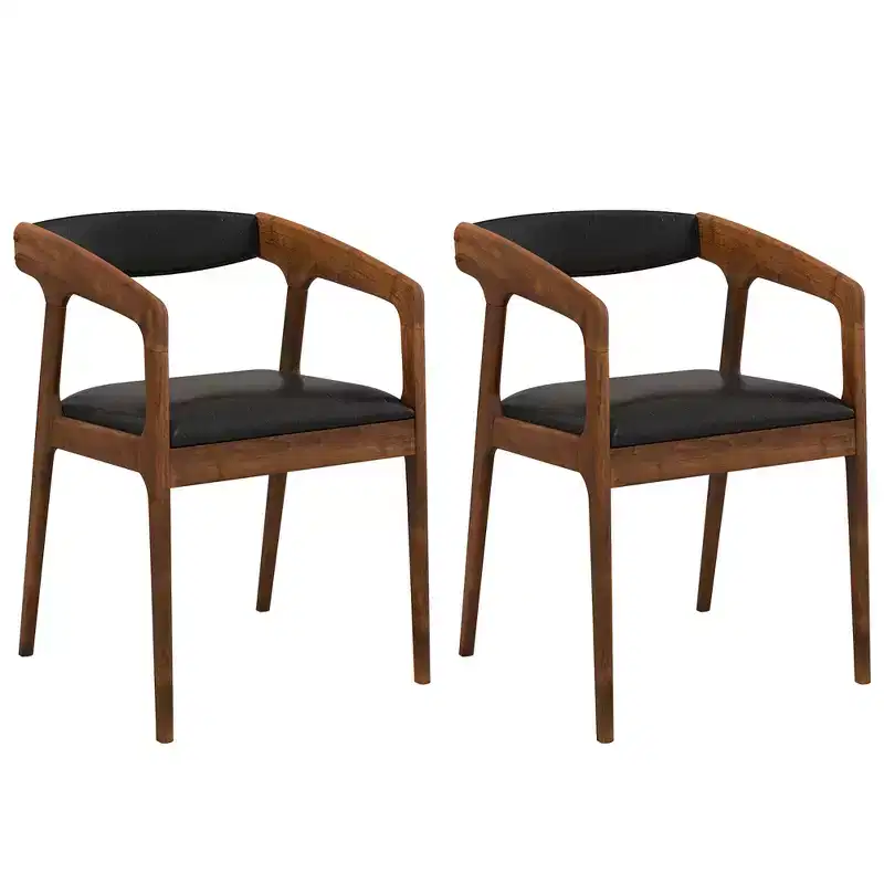 Costway Set of 2 Accent Chairs PU Leather Upholstered Armchairs w/ Cozy Backrest