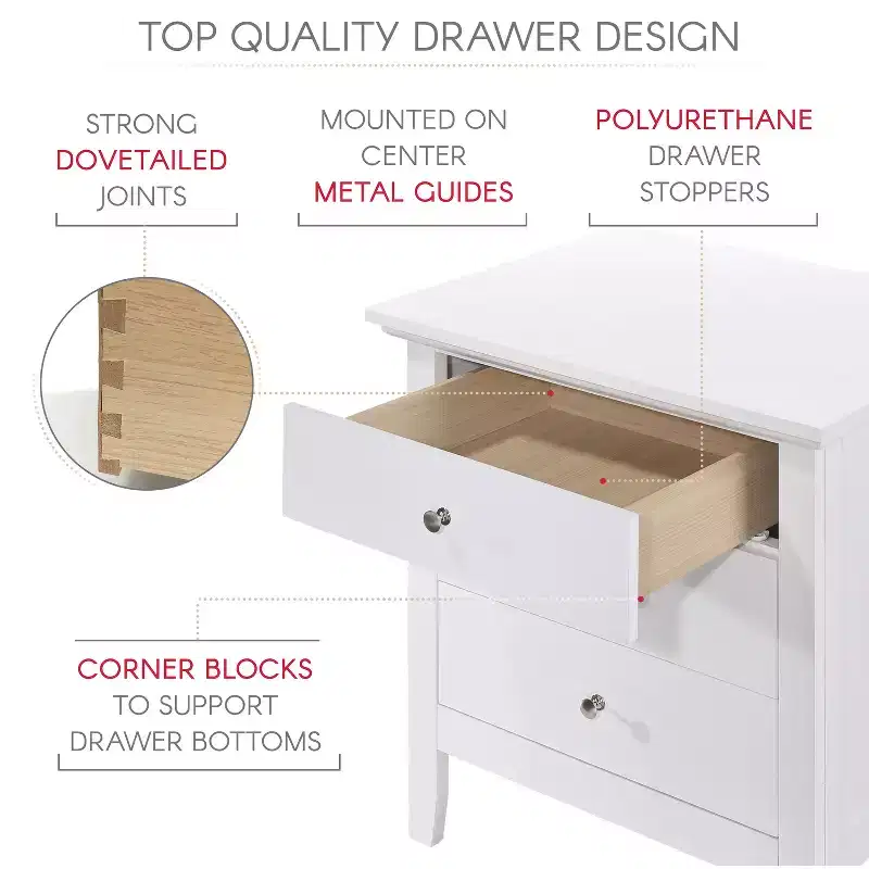 HomeStock Hammond Nightstand  26H x 24W x 18D , Drawer & Durable Oak Finish