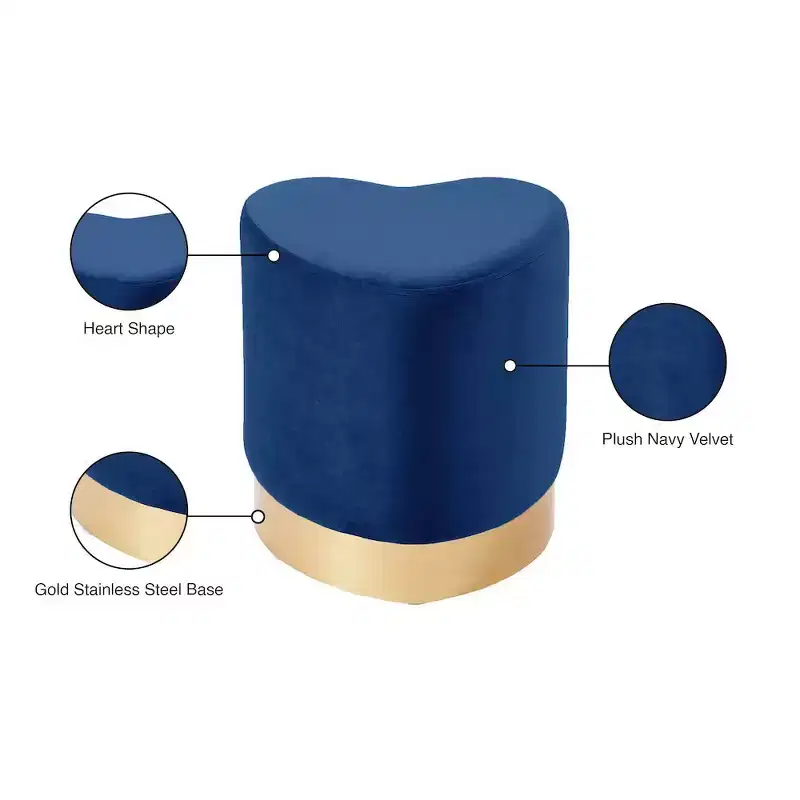 Meridian Furniture,Heart Velvet Ottoman/Stool