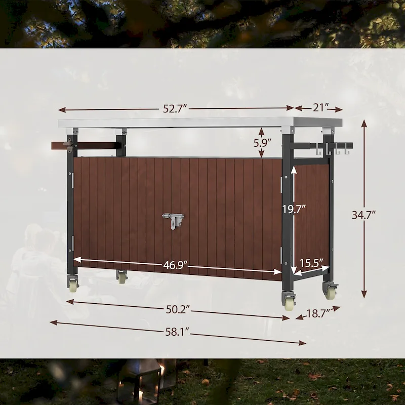 Outdoor Grill Cart With Stainless Steel Tabletop(no include stool)