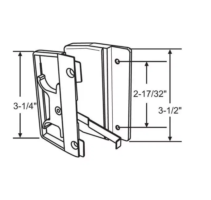 Brixwell Patio Screen Door Handle with Keeper And Screws, Nylon Material, 2-17/32 Center-To-Center, 3-1/4 Face Plate Height, Black Finish