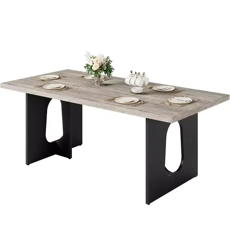 71 Inch Dining Table, Kitchen Table for 6-10 People, Rectangular Table for Kitchen, Room, Home