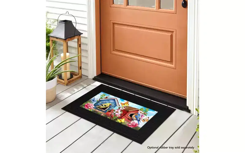 Briarwood Lane Spring Floral Birdhouse Mini Mat 22x10 Indoor Outdoor For Spring Doormat