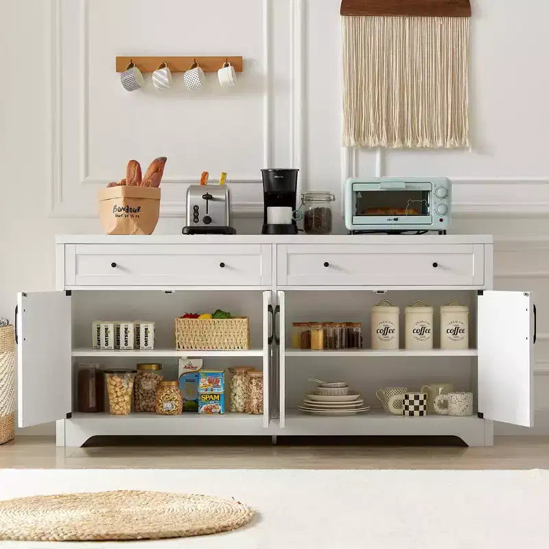 JVNOXK61 inch TV cabinet for living room, multifunctional combination TV cabinet, large capacity storage cabinet, living room,white