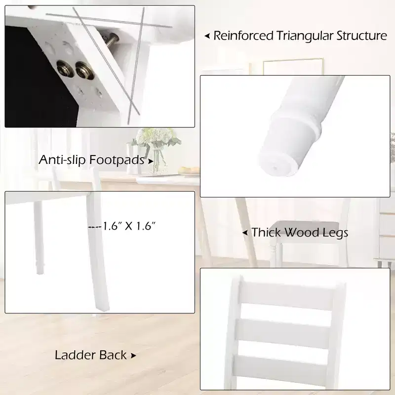 Costway Wooden Dining Chair Set of 2 w/ Acacia Wood Legs Padded Cushion Ladder Back