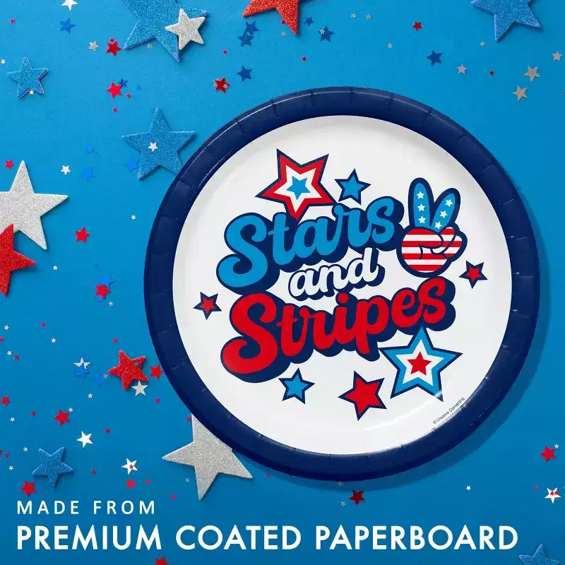 Say Hooray! Peace and Patriotism Multicolored Disposable Dinnerware Set - 16ct