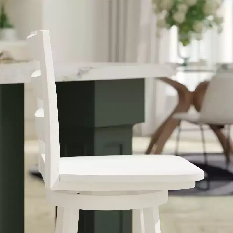 Emma and Oliver Classic Ladderback Counter Height Dining Stool with Wood Seat