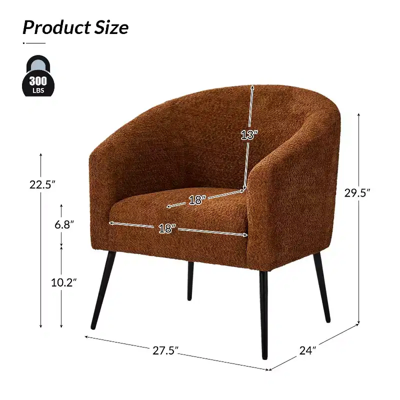 Guy Modern Boucle Armchair Set of 2 with metal leg ART OF LIVING DESIGNS