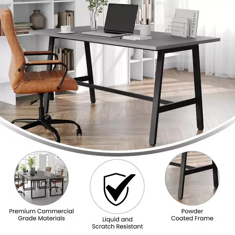 Flash Furniture Redmond Commercial 60x30 Conference Table with 1 Thick Double Sided Laminate Table Top with PVC Edging and Heavy Duty A-Frame Steel Base