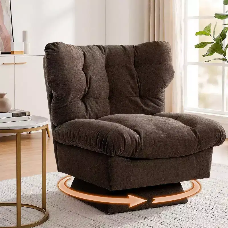 360-Degree Swivel Upholstered Chair, Cozy Chenille & Thick Cushion for Home, Office Spaces