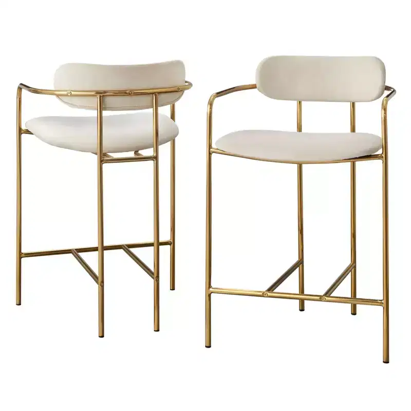 Buylateral Set of 2 Retro Velvet 24 Counter Height Barstools