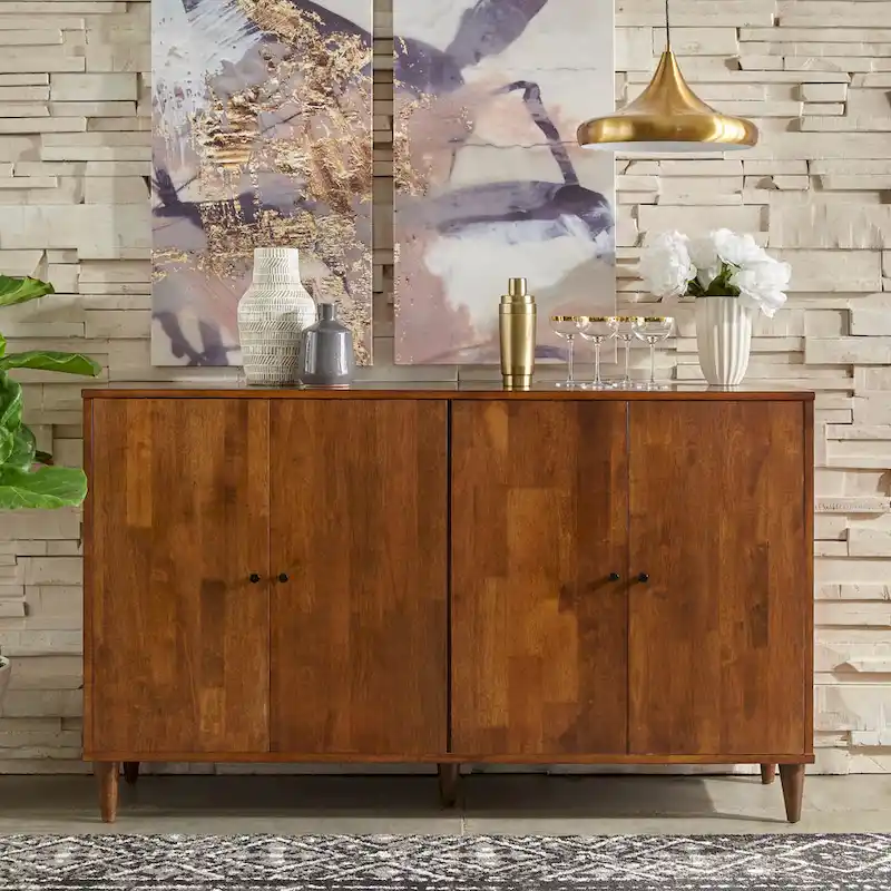 Solid Wood Buffet – Mid-Century Modern Dining Room Storage Cabinet