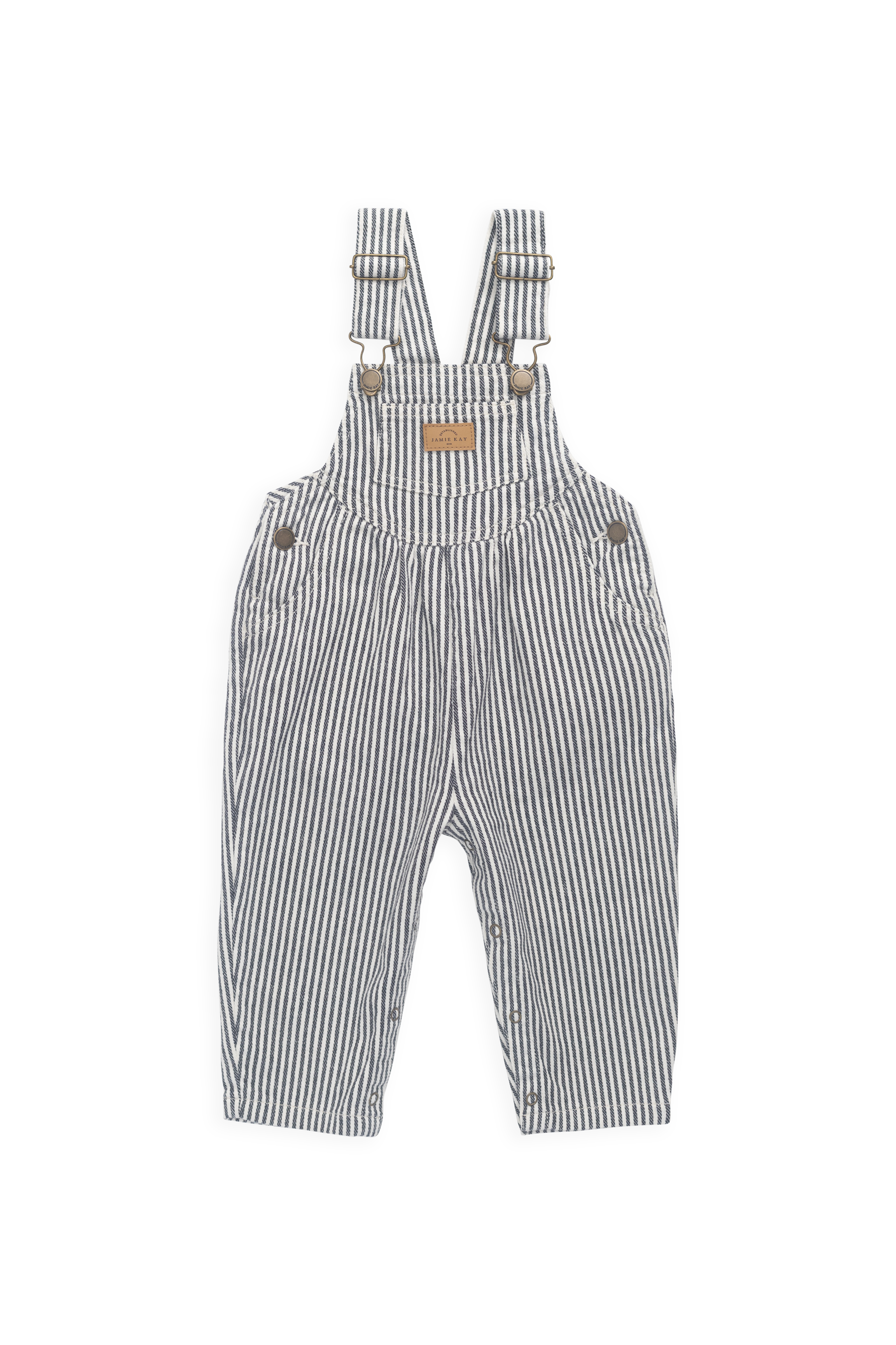 Nautical Navy & Cloud Stripe Cotton-Elastane Overall with Nickel-Free Hardware & Adjustable Straps for Boys & Girls Daily Wear (6M�C8Y)