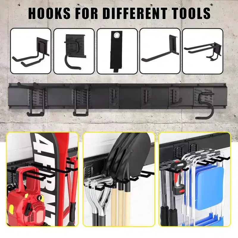 Tool Organizer, Garage Organizer  48 13 Pcs Heavy-Duty Wall Mount Garden Tool Storage with 8 Adjustable Hooks & 2 Straps