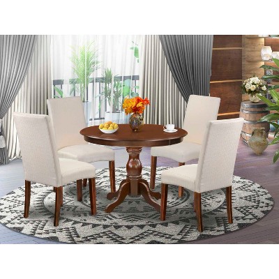 HomeStock 5-Piece Mahogany Finish Solid Wood Top Dining table with 4-Chairs