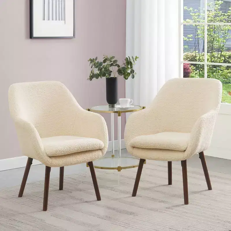 Breighton Home Take a Seat Charlotte Wingback Accent Armchair in Creme/Coffee Bean