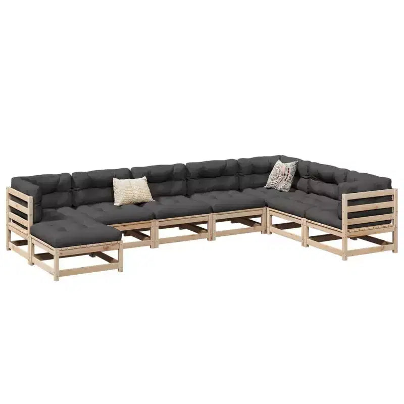 vidaXL Patio Sofa Set Outdoor Seating Modular Sofa 8 Piece Solid Wood Pine