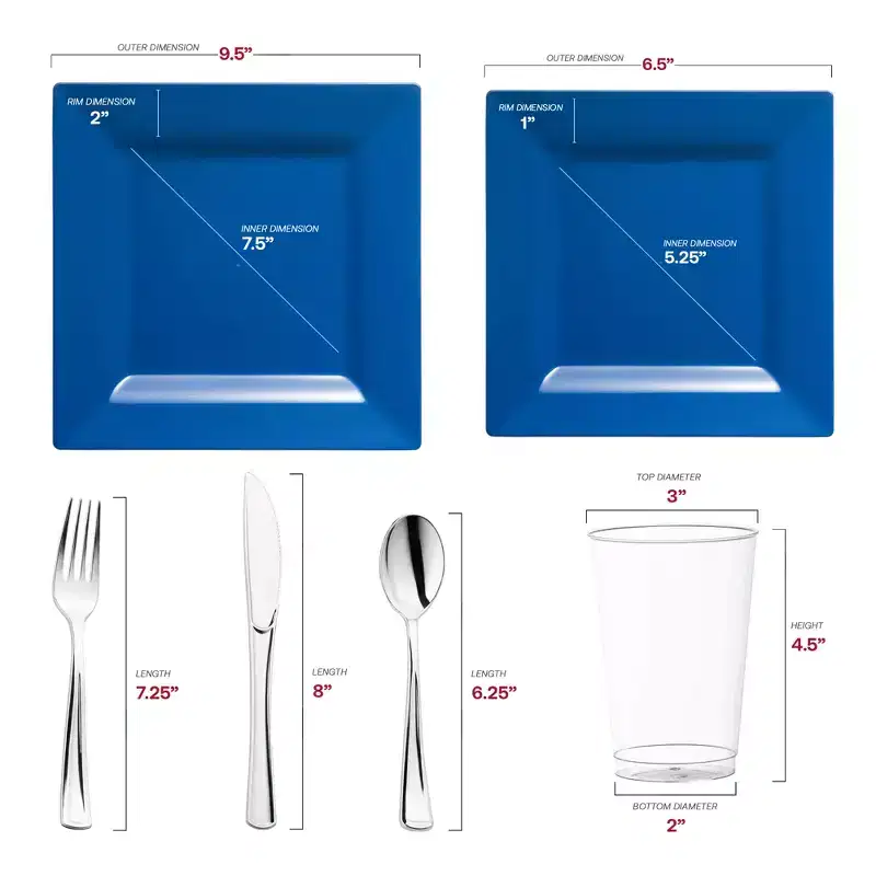 Smarty Had A Party Midnight Blue Square Plastic Wedding Set - 30 Sets