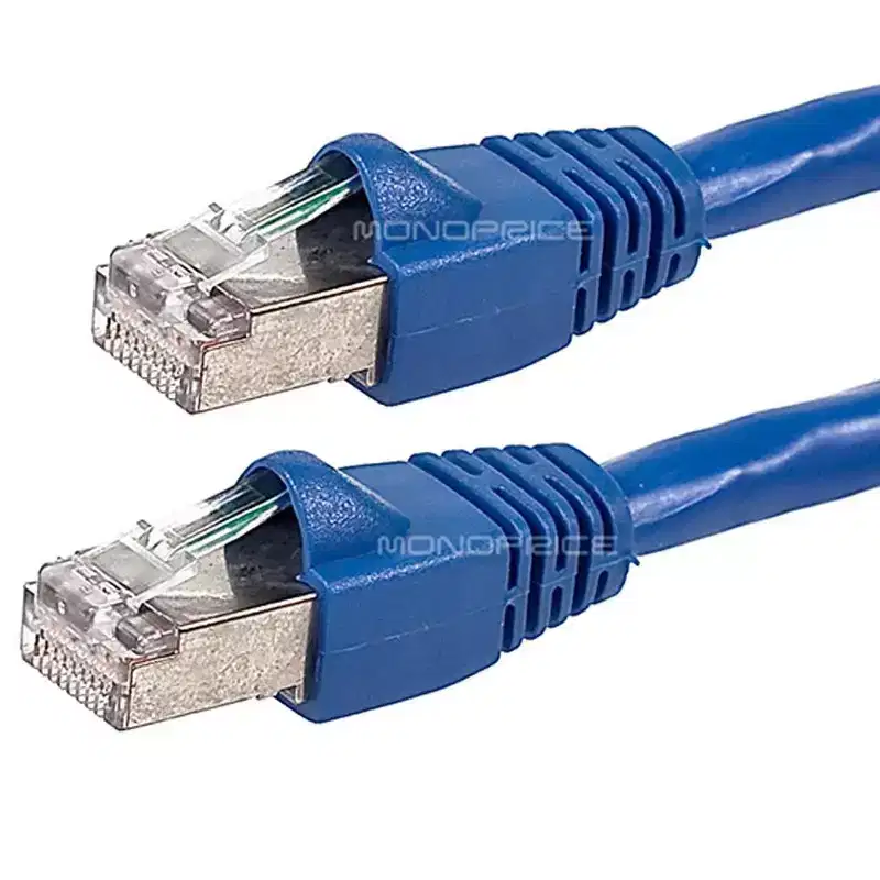 Monoprice Cat6A Ethernet Patch Cable - 1 Feet - Blue | Snagless RJ45, Stranded, 550Mhz, STP, Pure Bare Copper Wire, 10G,26AWG