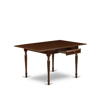 HomeStock 3-Pc Mahogany Finish Rectangular Solid Wood Top with Dropleaf Dining Table Set
