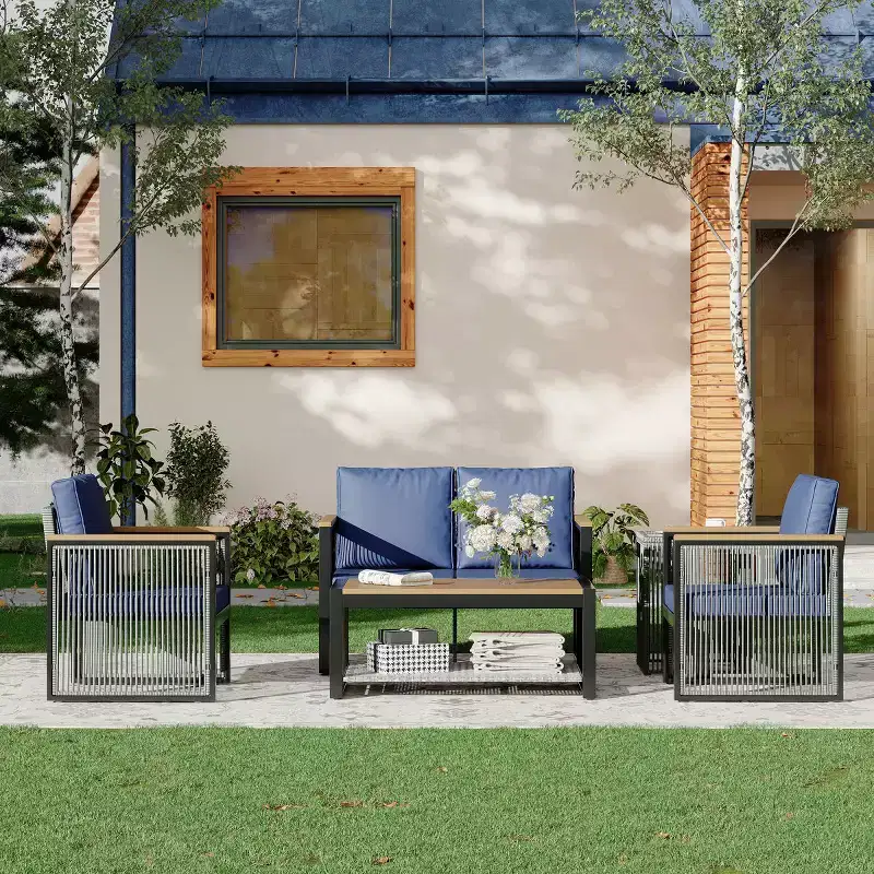 EROMMY 5 Pieces Patio Set Outdoor Furniture Sets Modern Chair Conversation Sets With Coffee Table