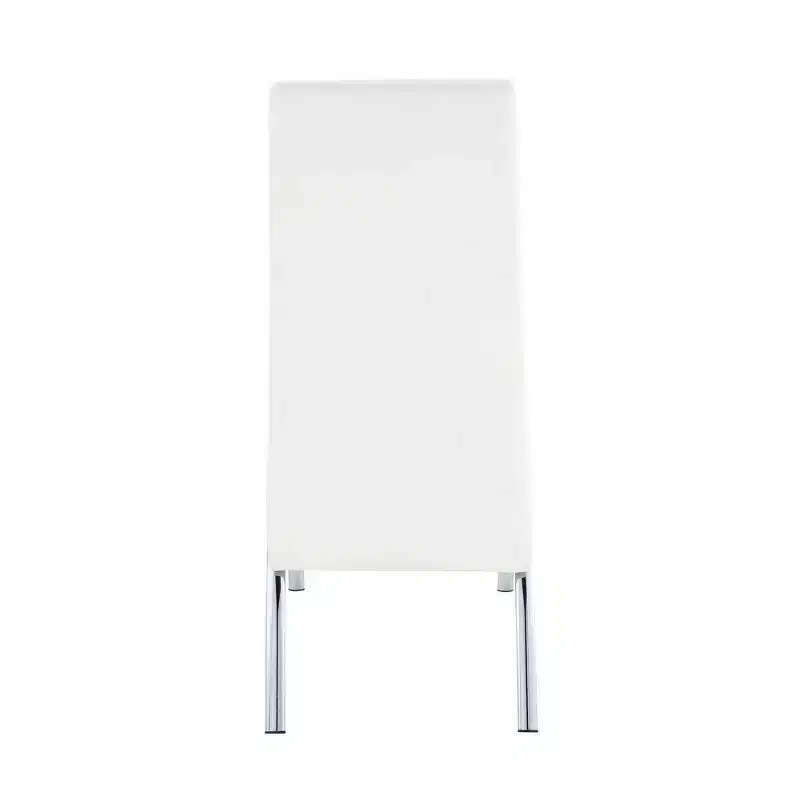 Royal Hampton Polyurethane Upholstered Metal Side Chair, Set of Two, White and Silver