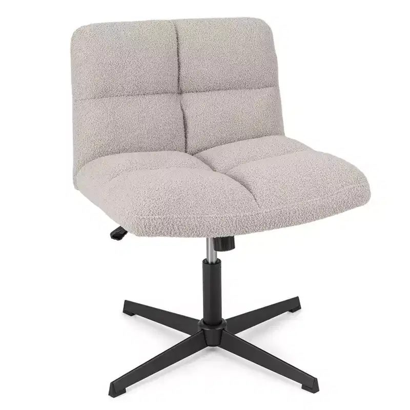 Costway Armless Office Desk Chair Modern Swivel Vanity Chair with Adjustable Height Grey/Brown/Beige