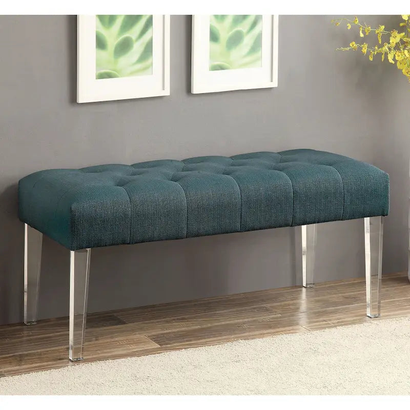 Contemporary Fabric Button Tufted Accent Bench