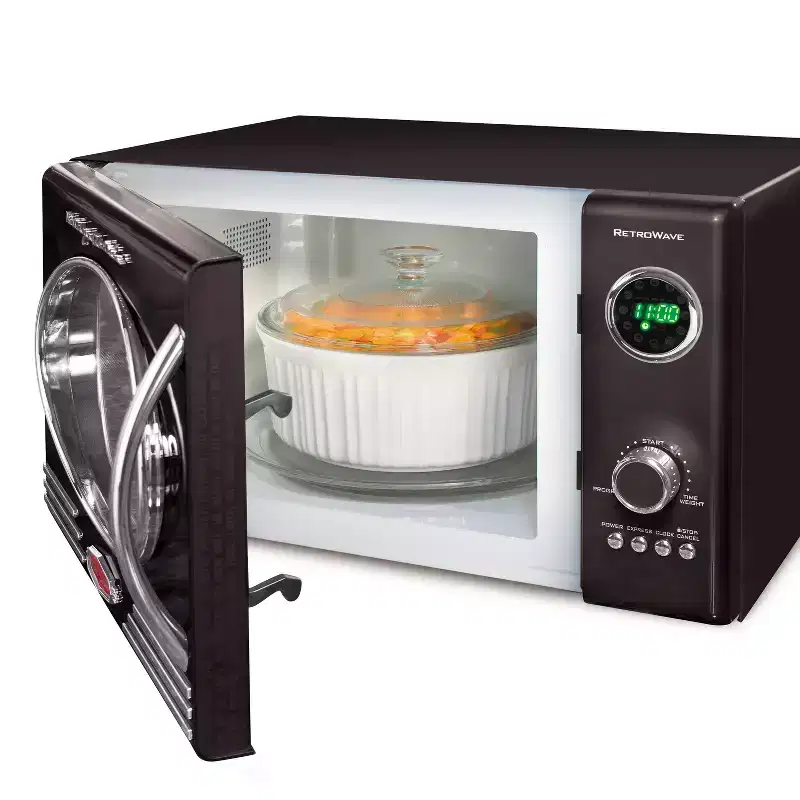 Nostalgia Retro 0.9 Cubic Foot 800-Watt Countertop Microwave Oven - Black