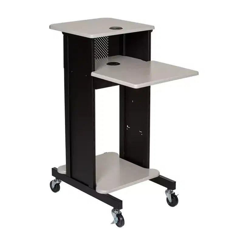 Premium Presentation Lecture Podium Cart: Mobile, with Power Strip - Hampden Furnishings