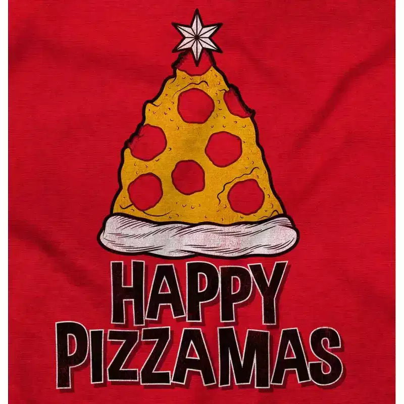 Funny Christmas Happy Pizzamas Pizza Hoodie Sweatshirt Women Men Brisco Brands