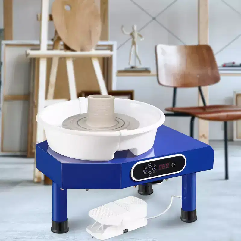 VEVOR Pottery Wheel, 10in Ceramic Wheel Forming Machine, Foot Pedal ABS Detachable Basin, 60-300RPM Adjustable Speed Manual LCD Panel, Blue