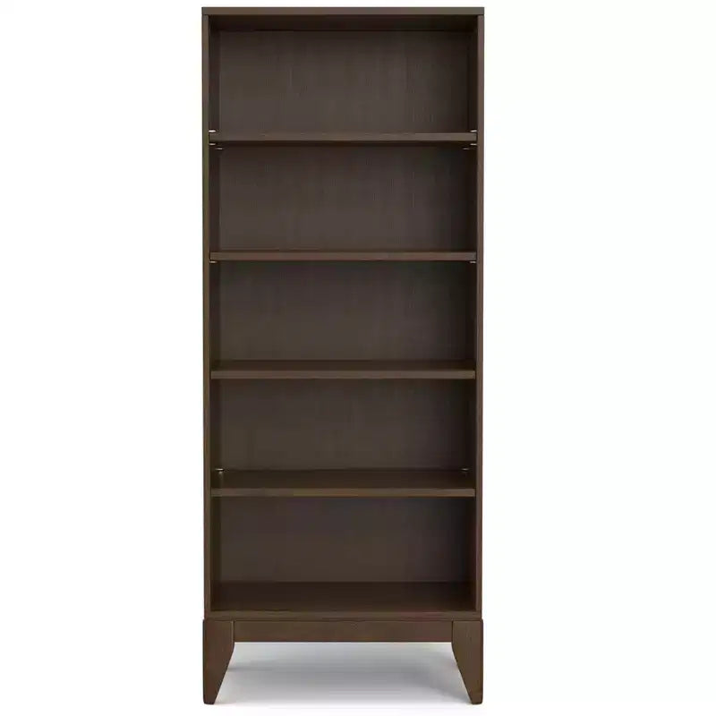 SOLID HARDWOOD 66 inch x 24 inch Mid Century Modern 5 Shelf Bookcase